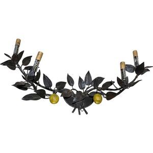 Antique Tole Painted Lemons Wall Sconces Solid Brass 4 Light